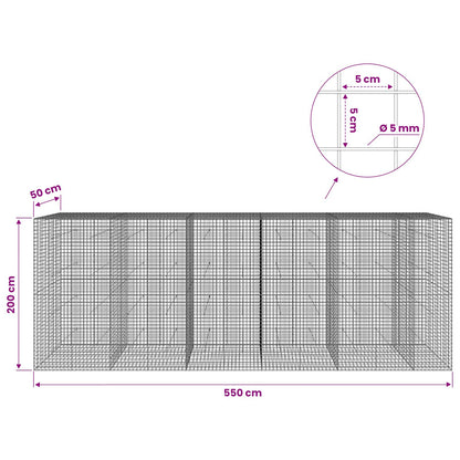 Gabion with 5 mm Wire and 5x5 cm Mesh 550x50x200 cm