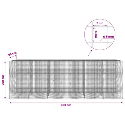 Gabion with 5 mm Wire and 5x5 cm Mesh 600x50x200 cm