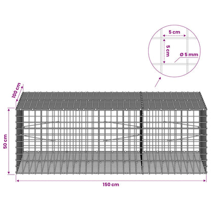 Gabion with 5 mm Wire and 5x5 cm Mesh 150x100x50 cm