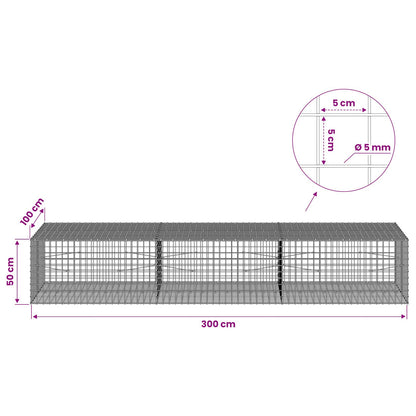 Gabion with 5 mm Wire and 5x5 cm Mesh 300x100x50 cm