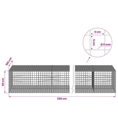 Gabion with 5 mm Wire and 5x5 cm Mesh 350x100x50 cm