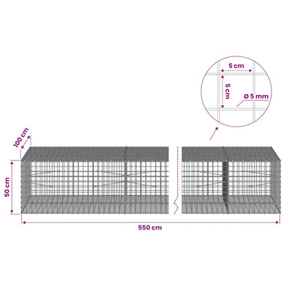 Gabion with 5 mm Wire and 5x5 cm Mesh 550x100x50 cm