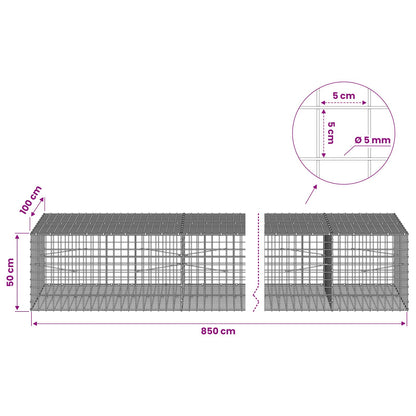 Gabion with 5 mm Wire and 5x5 cm Mesh 850x100x50 cm