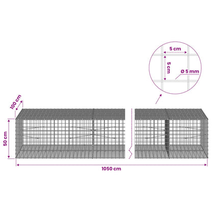 Gabion with 5 mm Wire and 5x5 cm Mesh 1050x100x50 cm