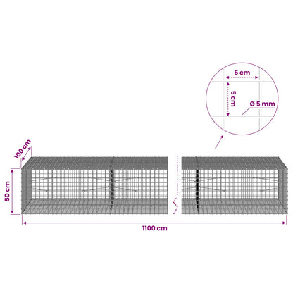 Gabion with 5 mm Wire and 5x5 cm Mesh 1100x100x50 cm