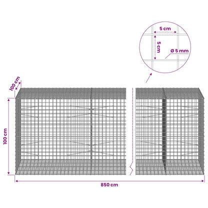 Gabion with 5 mm Wire and 5x5 cm Mesh 850x100x100 cm