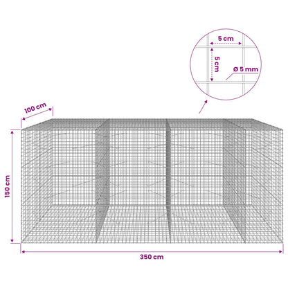 Gabion with 5 mm Wire and 5x5 cm Mesh 350x100x150 cm