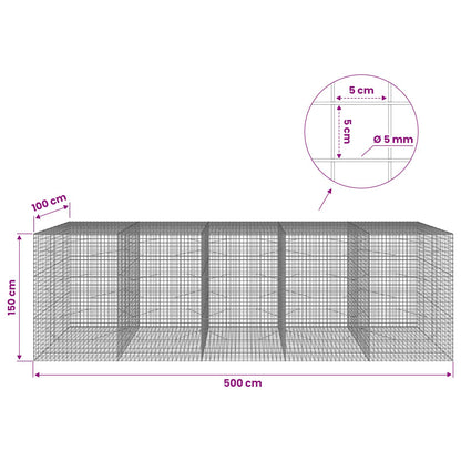 Gabion with 5 mm Wire and 5x5 cm Mesh 500x100x150 cm