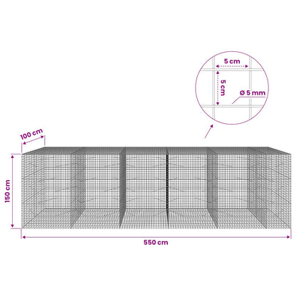 Gabion with 5 mm Wire and 5x5 cm Mesh 550x100x150 cm