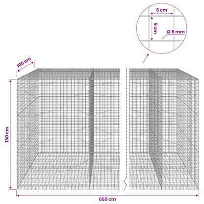 Gabion with 5 mm Wire and 5x5 cm Mesh 650x100x150 cm