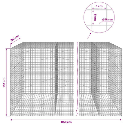 Gabion with 5 mm Wire and 5x5 cm Mesh 1150x100x150 cm