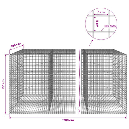 Gabion with 5 mm Wire and 5x5 cm Mesh 1200x100x150 cm