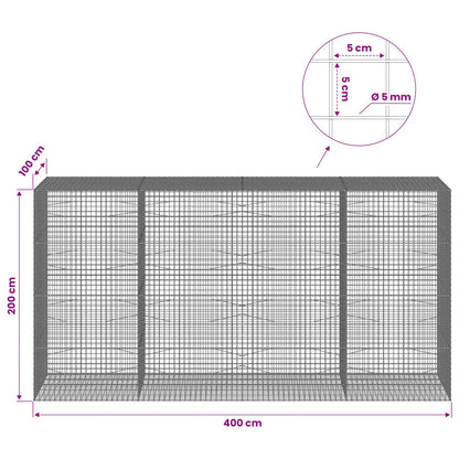 Gabion with 5 mm Wire and 5x5 cm Mesh 400x100x200 cm