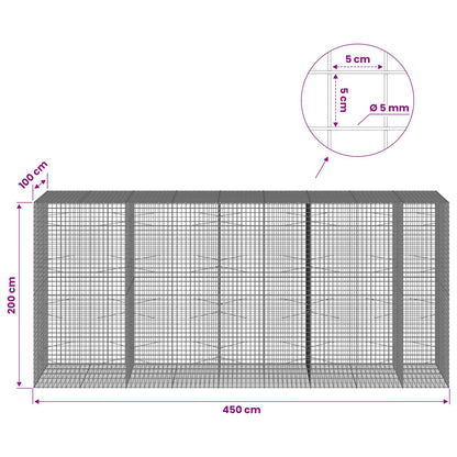 Gabion with 5 mm Wire and 5x5 cm Mesh 450x100x200 cm