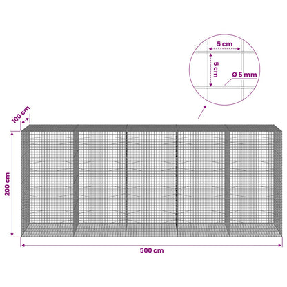 Gabion with 5 mm Wire and 5x5 cm Mesh 500x100x200 cm