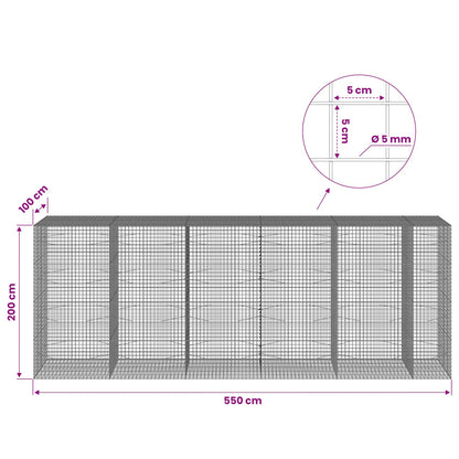 Gabion with 5 mm Wire and 5x5 cm Mesh 550x100x200 cm