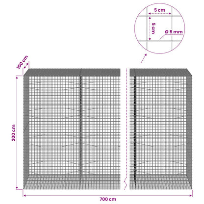 Gabion with 5 mm Wire and 5x5 cm Mesh 700x100x200 cm