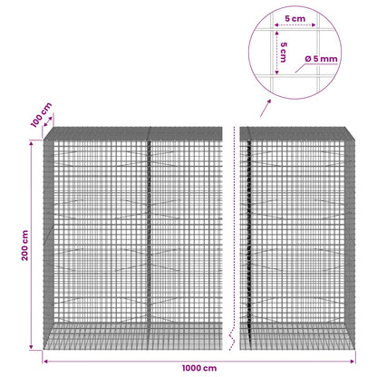 Gabion with 5 mm Wire and 5x5 cm Mesh 1000x100x200 cm