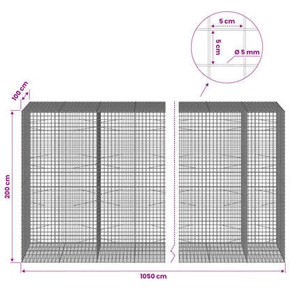 Gabion with 5 mm Wire and 5x5 cm Mesh 1050x100x200 cm