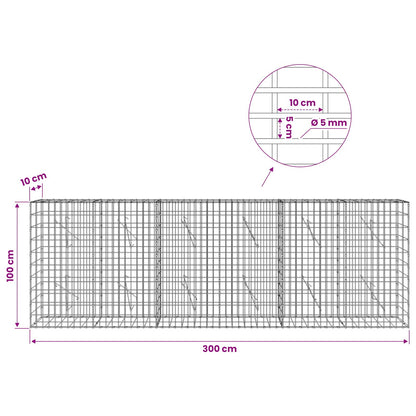Gabion with 5 mm Wire and 5x10 cm Mesh 300x10x100 cm