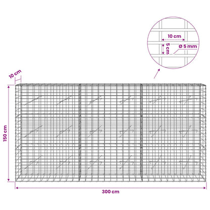 Gabion with 5 mm Wire and 5x10 cm Mesh 300x10x150 cm