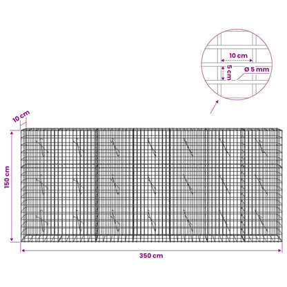Gabion with 5 mm Wire and 5x10 cm Mesh 350x10x150 cm