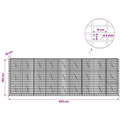 Gabion with 5 mm Wire and 5x10 cm Mesh 450x10x150 cm