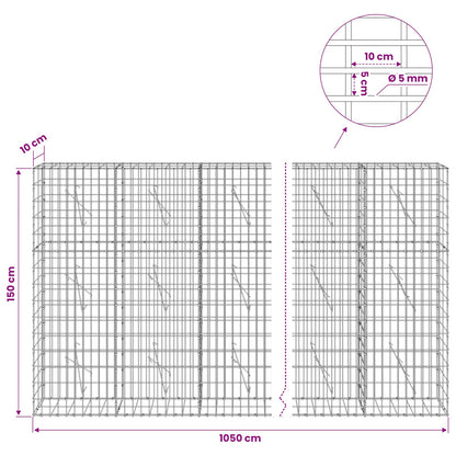 Gabion with 5 mm Wire and 5x10 cm Mesh 1050x10x150 cm