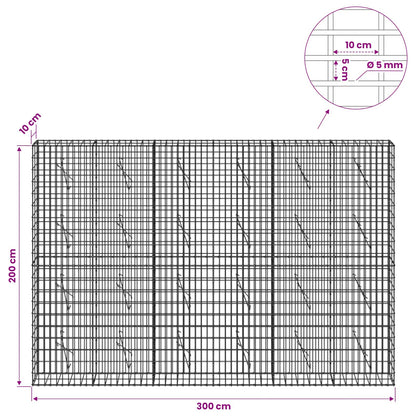Gabion with 5 mm Wire and 5x10 cm Mesh 300x10x200 cm
