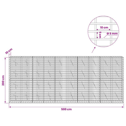 Gabion with 5 mm Wire and 5x10 cm Mesh 500x10x200 cm