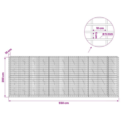 Gabion with 5 mm Wire and 5x10 cm Mesh 550x10x200 cm