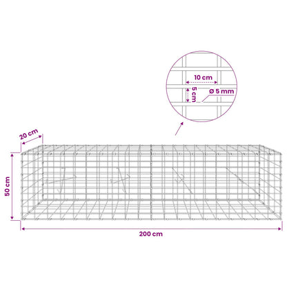 Gabion with 5 mm Wire and 5x10 cm Mesh 200x20x50 cm