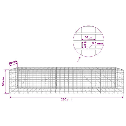 Gabion with 5 mm Wire and 5x10 cm Mesh 250x20x50 cm