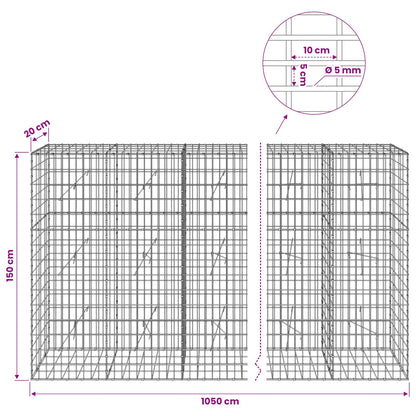 Gabion with 5 mm Wire and 5x10 cm Mesh 1050x20x150 cm
