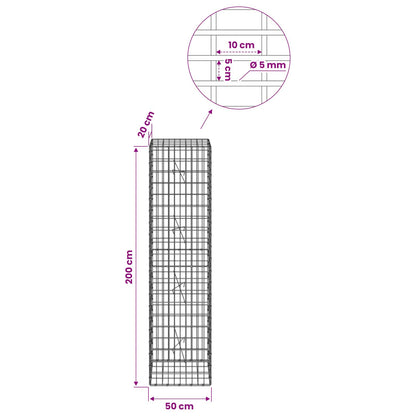Gabion with 5 mm Wire and 5x10 cm Mesh 50x20x200 cm