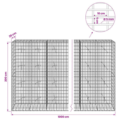 Gabion with 5 mm Wire and 5x10 cm Mesh 1000x20x200 cm