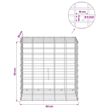 Gabion with 5 mm Wire and 5x10 cm Mesh 50x30x50 cm