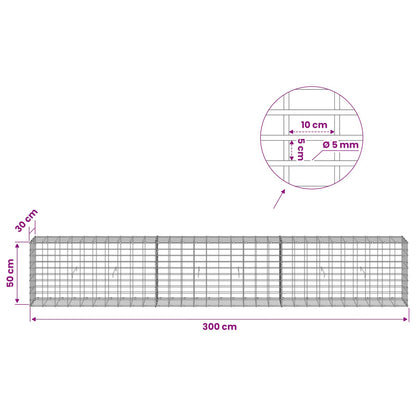 Gabion with 5 mm Wire and 5x10 cm Mesh 300x30x50 cm