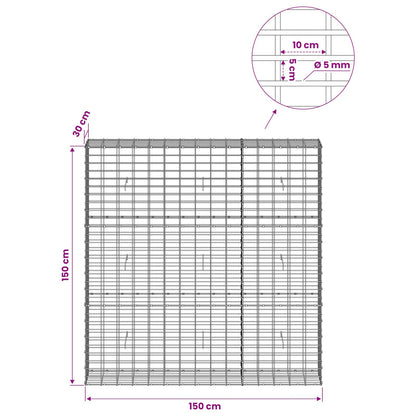 Gabion with 5 mm Wire and 5x10 cm Mesh 150x30x150 cm