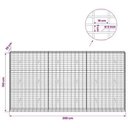 Gabion with 5 mm Wire and 5x10 cm Mesh 300x30x150 cm