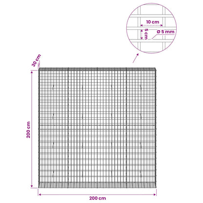 Gabion with 5 mm Wire and 5x10 cm Mesh 200x30x200 cm