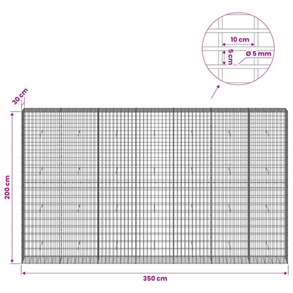 Gabion with 5 mm Wire and 5x10 cm Mesh 350x30x200 cm