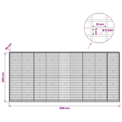 Gabion with 5 mm Wire and 5x10 cm Mesh 450x30x200 cm