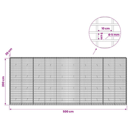 Gabion with 5 mm Wire and 5x10 cm Mesh 500x30x200 cm