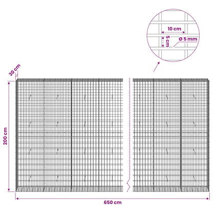 Gabion with 5 mm Wire and 5x10 cm Mesh 650x30x200 cm