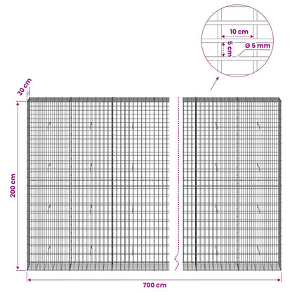 Gabion with 5 mm Wire and 5x10 cm Mesh 700x30x200 cm