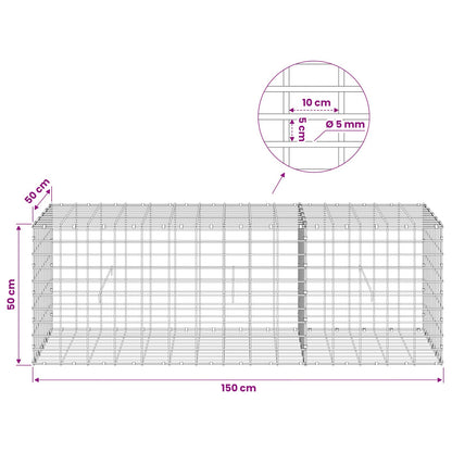 Gabion with 5 mm Wire and 5x10 cm Mesh 150x50x50 cm
