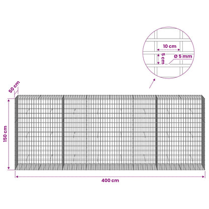 Gabion with 5 mm Wire and 5x10 cm Mesh 400x50x150 cm