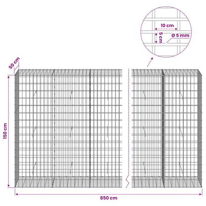 Gabion with 5 mm Wire and 5x10 cm Mesh 850x50x150 cm