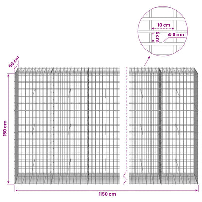 Gabion with 5 mm Wire and 5x10 cm Mesh 1150x50x150 cm
